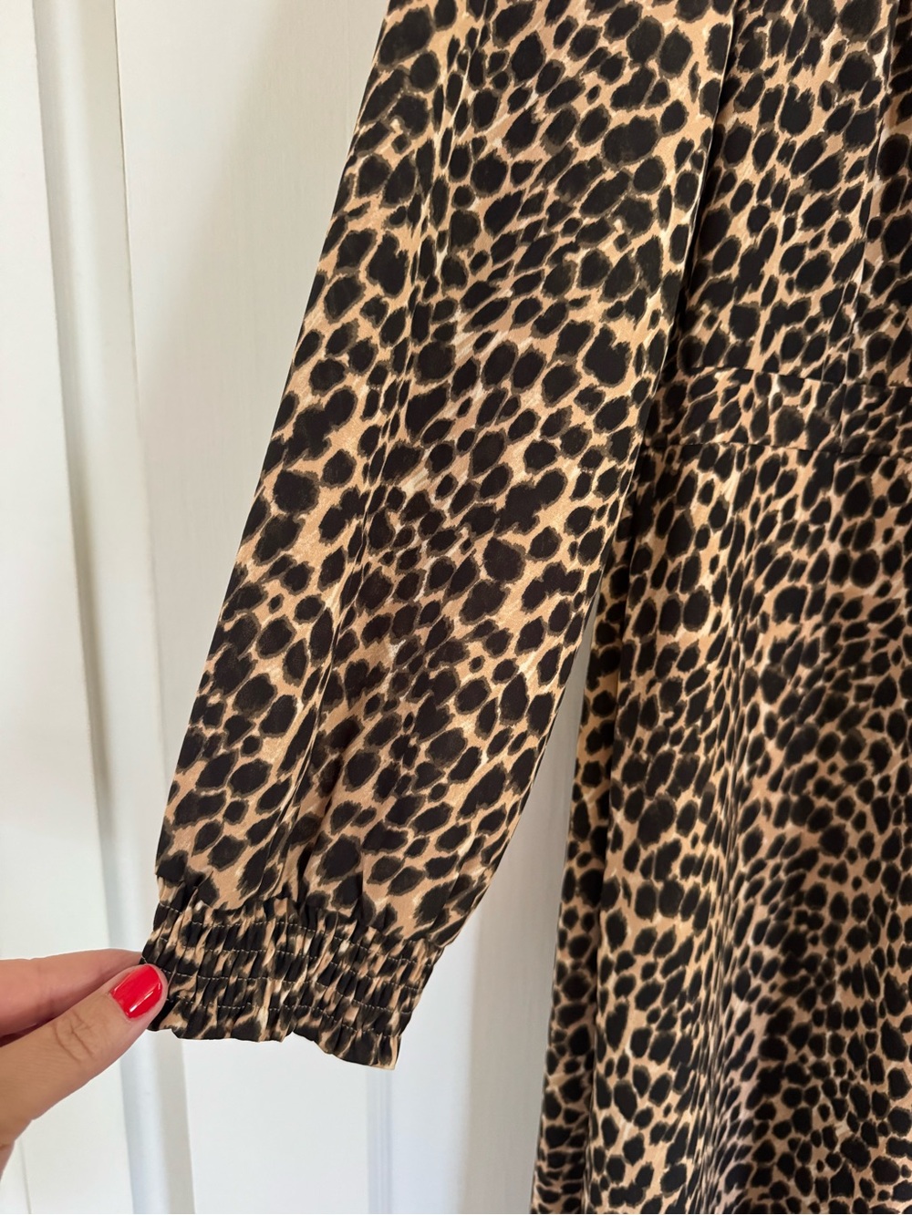 J.Crew - Ruffle-Neck Leopard Midi Dress - Picture 4 of 9